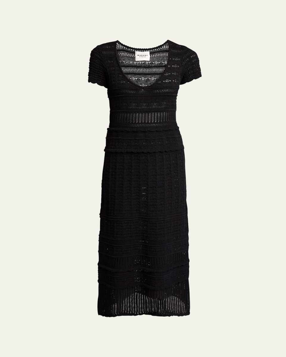 Aurore Short-Sleeve Crochet Maxi Dress